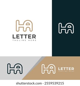 Creative HA, AH letter logo design template elements. Modern abstract digital alphabet letter logo