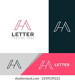 Creative HA, AH letter logo design template elements. Modern abstract digital alphabet letter logo