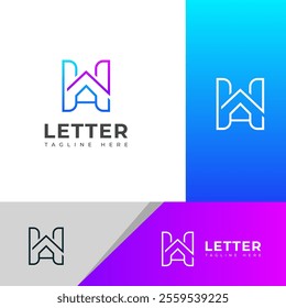 Creative HA, AH letter logo design template elements. Modern abstract digital alphabet letter logo