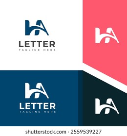 Creative HA, AH letter logo design template elements. Modern abstract digital alphabet letter logo