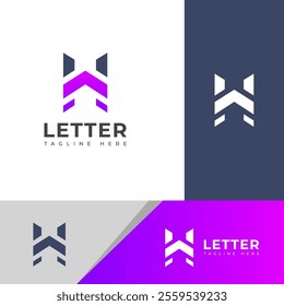 Creative HA, AH letter logo design template elements. Modern abstract digital alphabet letter logo