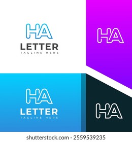 Creative HA, AH letter logo design template elements. Modern abstract digital alphabet letter logo