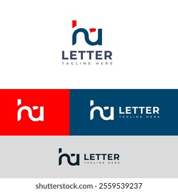 Creative HA, AH letter logo design template elements. Modern abstract digital alphabet letter logo