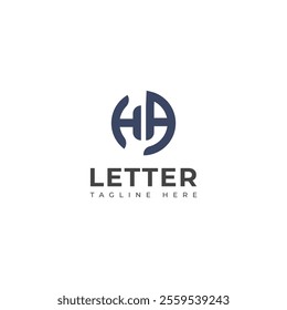 Creative HA, AH letter logo design template elements. Modern abstract digital alphabet letter logo