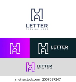 Creative HA, AH letter logo design template elements. Modern abstract digital alphabet letter logo