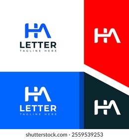 Creative HA, AH letter logo design template elements. Modern abstract digital alphabet letter logo