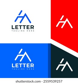 Creative HA, AH letter logo design template elements. Modern abstract digital alphabet letter logo