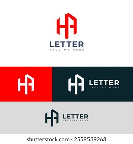 Creative HA, AH letter logo design template elements. Modern abstract digital alphabet letter logo