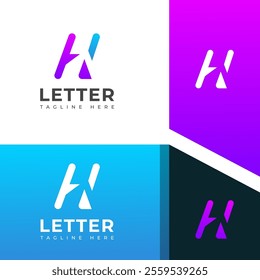 Creative HA, AH letter logo design template elements. Modern abstract digital alphabet letter logo