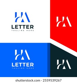 Creative HA, AH letter logo design template elements. Modern abstract digital alphabet letter logo