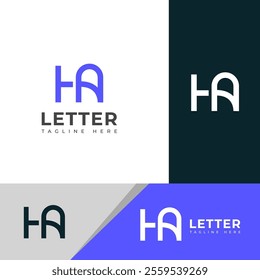 Creative HA, AH letter logo design template elements. Modern abstract digital alphabet letter logo