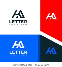 Creative HA, AH letter logo design template elements. Modern abstract digital alphabet letter logo