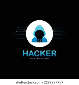 Creative hacker character logo design vector template