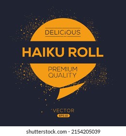 Creative (Haiku roll) logo, Sushi food, vector illustration.