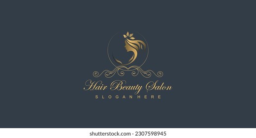 Creative hair beauty salon logo with modern style | premium vector