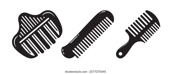 Creative Hair Comb Silhouette Collection for Personal Care Graphics