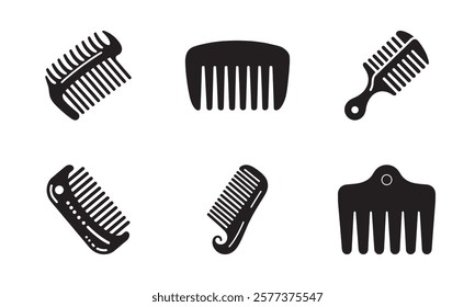 Creative Hair Comb Silhouette Collection for Personal Care Graphics