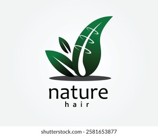 creative hair treatment natural logo, strands of hair in a leaf logo for hair salon, hair treatment, and others logo template