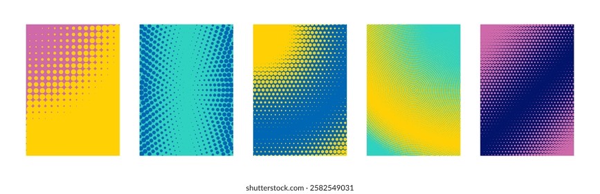 Creative half-tone backgrounds in vibrant colors for design