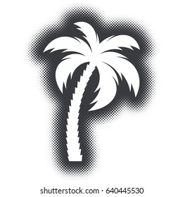 Creative halftone effect vector palm tree silhouette icon