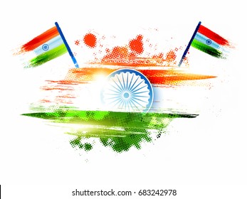 Creative halftone style Indian Flag background for Independence Day and Republic Day celebration.