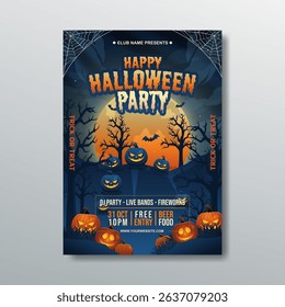 creative halloween night party poster invitation template design