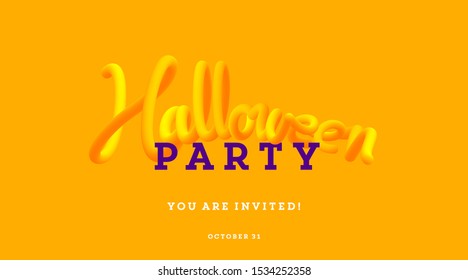 Creative Halloween party banner design in 3D style. Minimal art for social media, ad, poster, offer, web, landing page. Vector Eps10 Illustration.