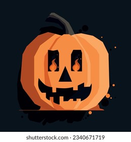 Creative Halloween pumpkin. Logo. Vampires. Halloween decor. Poster for a masquerade party. Bright saturated colors. Vector graphics.