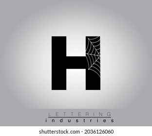 Creative Halloween Spider Web Black Letter Design