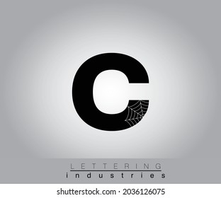 Creative Halloween Spider Web Black Letter Design