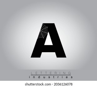 Creative Halloween Spider Web Black Letter Design