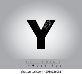 Creative Halloween Spider Web Black Letter Design