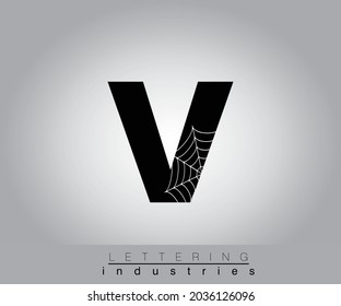 Creative Halloween Spider Web Black Letter Design