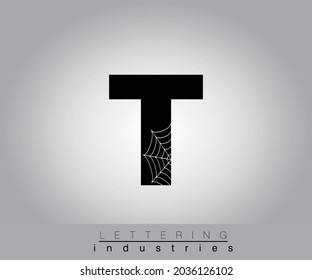 Creative Halloween Spider Web Black Letter Design