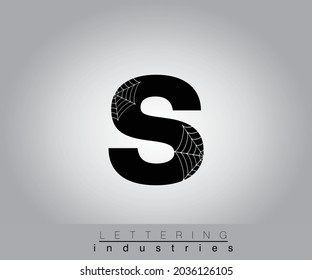 Creative Halloween Spider Web Black Letter Design
