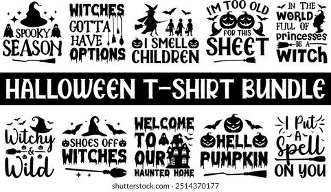 Creative Halloween t shirt bundle, Unique, Retro, Vintage Halloween T-Shirts, Artwork T-Shirt, Halloween Minimalist, Fully vectore eps, New design, Happy halloween, wicked grandma, boo crew, mammy's