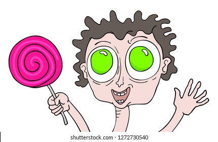 creative hallucinated face with candy