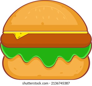 kreative Hamburger-Illustration. großer Burger mit Sesam