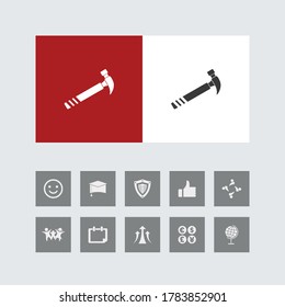Icono de martillo creativo con iconos bonitos.