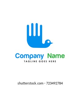 creative hand bird logo vector