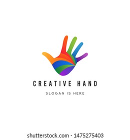 Creative Hand Colorful Logo Icon Template