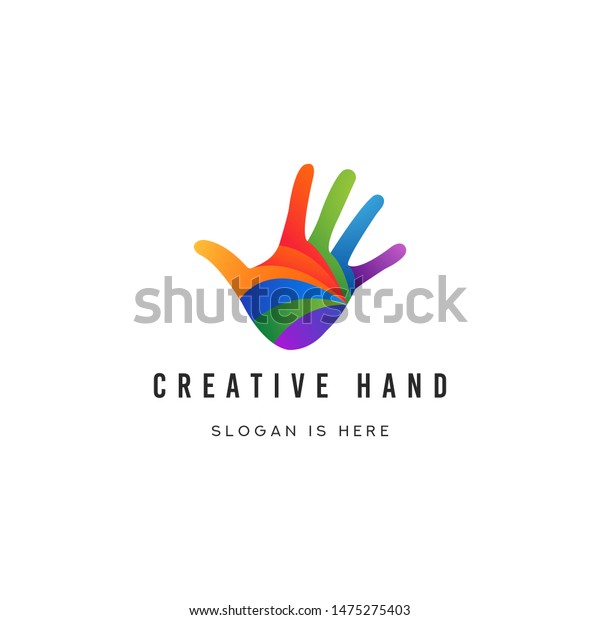 Creative Hand Colorful Logo Icon Template Stock Vector (Royalty Free ...