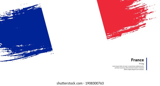 Creative hand drawing brush flag of France country for special bastille day
