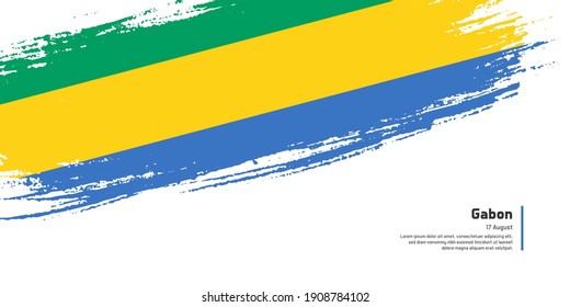 Creative hand drawing brush flag of Gabon country for special independence day