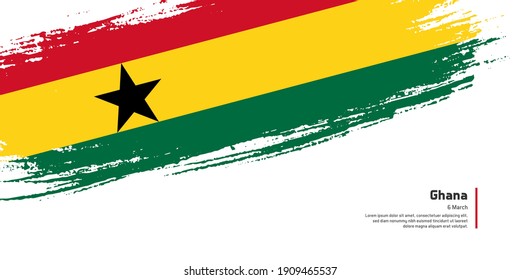 Creative hand drawing brush flag of Ghana country for special independence day