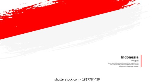 Bandera del pincel de mano creativa del país de Indonesia para el día especial de la independencia