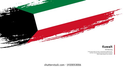 Creative hand drawing brush flag of Kuwait country for special independence day