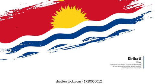 Creative hand drawing brush flag of Kiribati country for special independence day