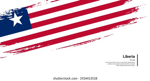 Creative hand drawing brush flag of Liberia country for special independence day