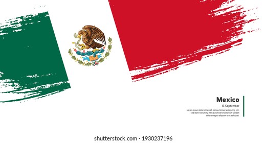 Creative hand drawing brush flag Mexico country for special independence day